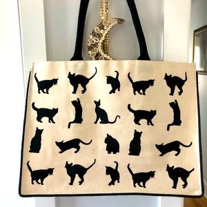 Canvas Cat-Print Tote Bag